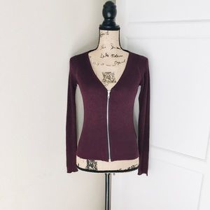H&M maroon/plum sparkle sweater with zip size S